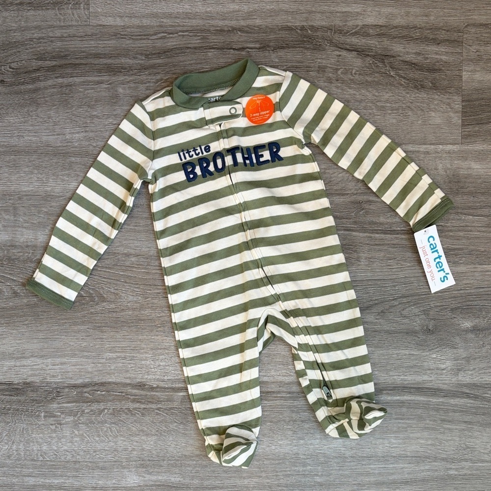 NEW Carter's Little Brother zip up baby footie